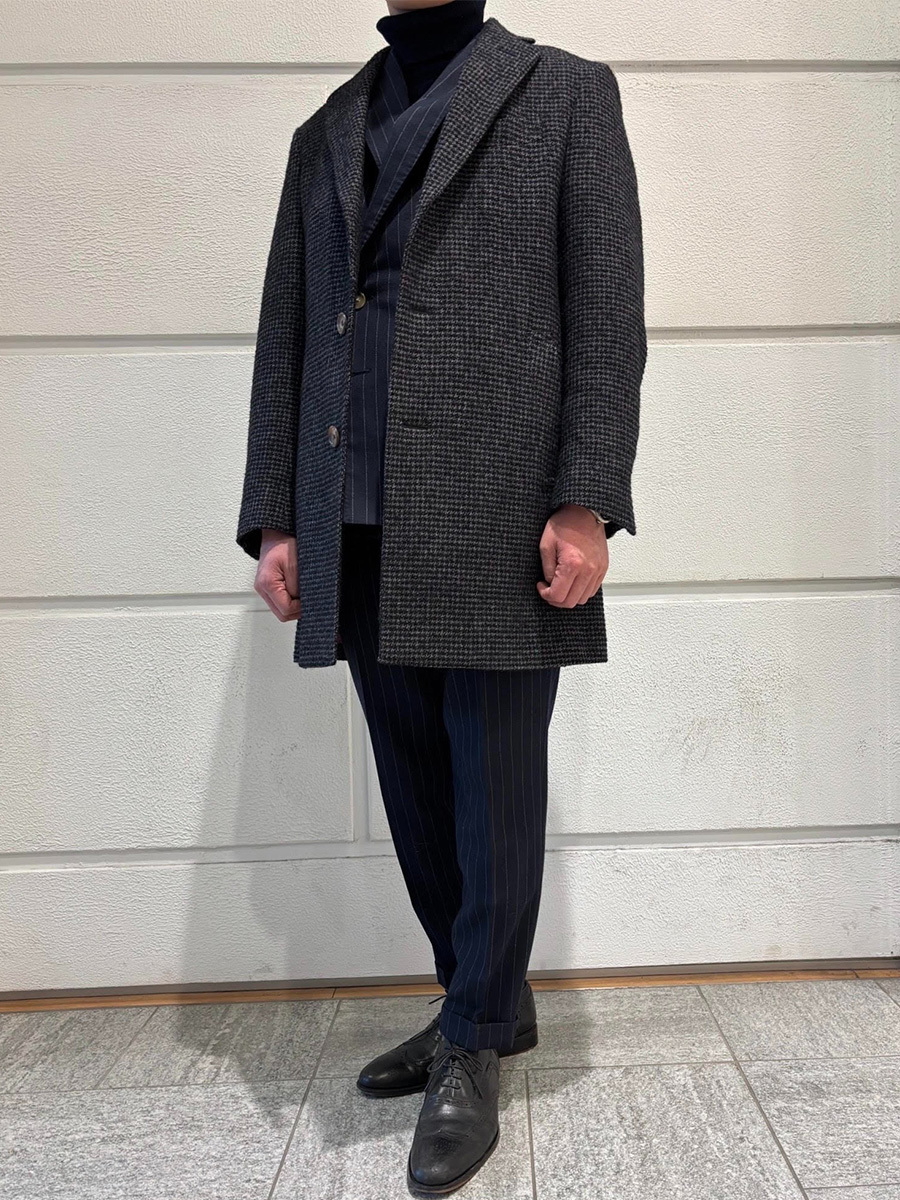 【美品】AGNONA　最高級MARTORAアルパカ素材　チェスターコート　XL アルパカの豊かな風合いが語る、ワンランク上のチェスターコート